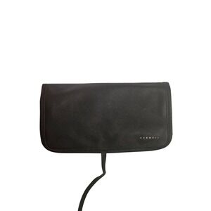 AVENCII Black Faux Leather Jewelry Organizer Roll Travel Storage Bag Pouch